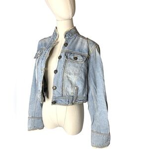 Cropped Light Blue Denim Jacket for Women